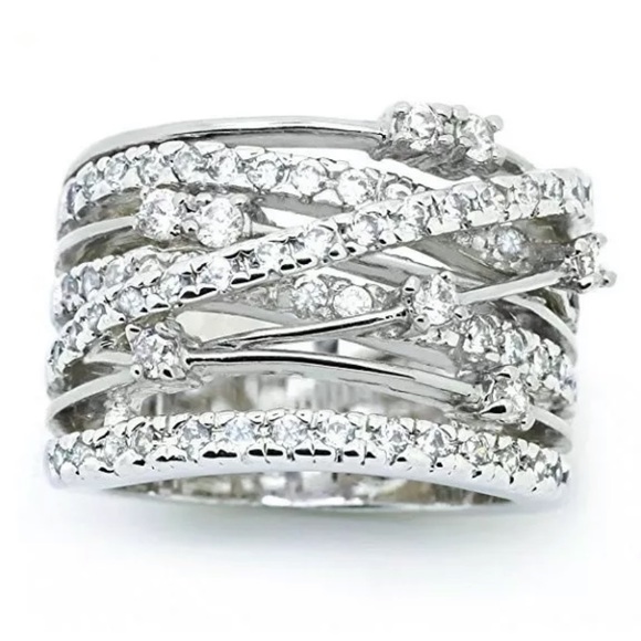 Luxury 925 Silver Wedding Rings White Sapphire - Picture 3 of 6
